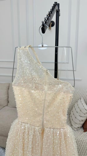 فستان سهره فخم لون البيج