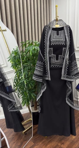 جلابيه عسيري قطعتين لون اسود