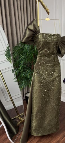 فستان سهره مميز لون زيتي