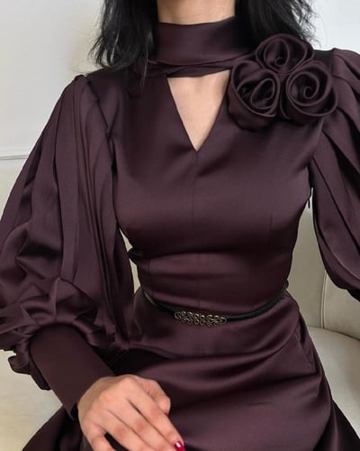 فستان ناعم لون بني محروق