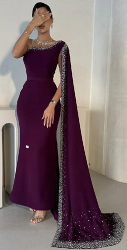 فستان سهرة فخم لون ليلكي