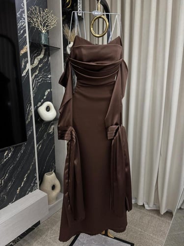 فستان ناعم فخم لون بني