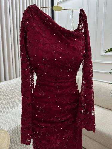 فستان سهره مميز لون عودي