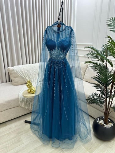 فستان سهره تركوازي فخم