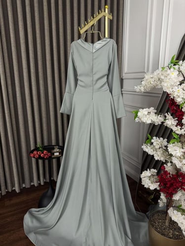 فستان سهره فخم لون رصاصي