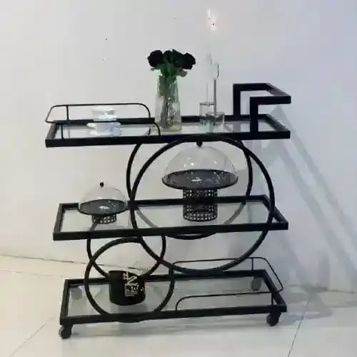 عربة ضيافة زجاجية زجاج دائري