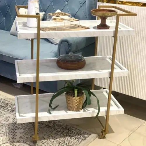 عربة تقديم جانبية ذهبية