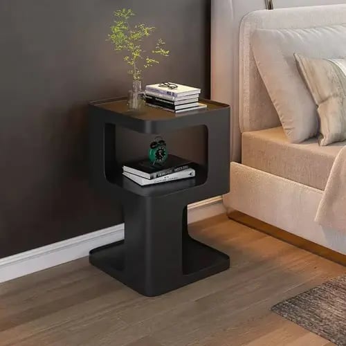 طاولة جانبية للسرير فخمة لون أسود