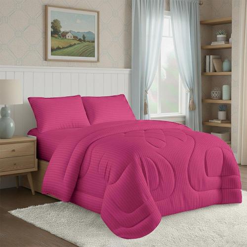One and a half meter hotel striped pink bedspread, 4 pieces