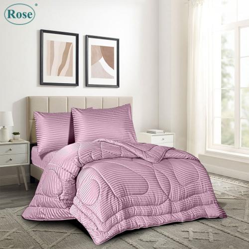 A single and a half duvet set, hotel rose striped - Opéra Moff
