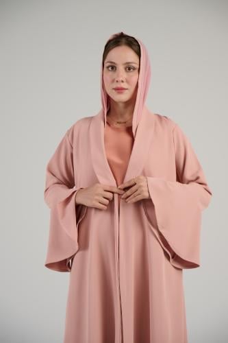 A22 عبايه كريب مبطنه مشمشي فاتح