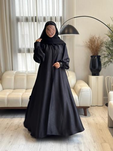 A19 عبايه بقصه أكمام جديده أسود