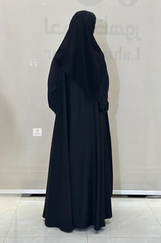 عبايه دبل كلوش صيفي بقماش حرير بلاك اسود