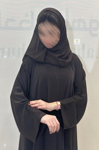 عبايه دبل كلوش صيفي بقماش حرير بلاك بني