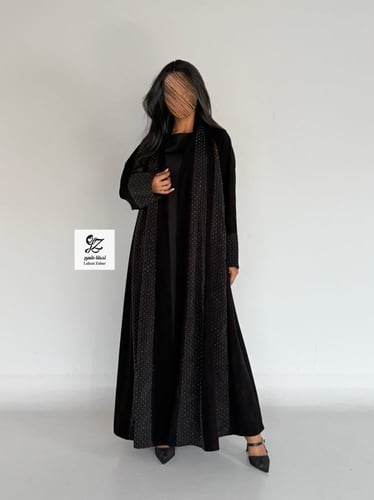 عبايه ديم كلوش بتدخيل شرائح اورجنز لمعه بقماش اندو...