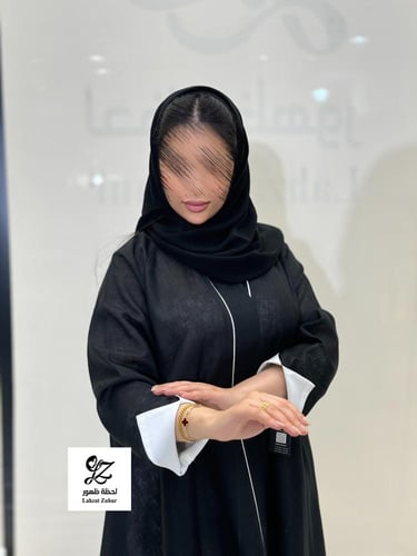 عبايه دبل كلوش بقماش لنن هندي اسود