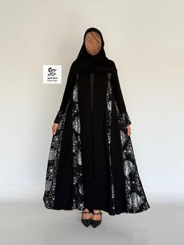 عبايه ليلا بقماش ملكي تدخيل ترتر
