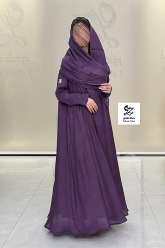 عبايه شهد كلوش لون موف مع الطرحه