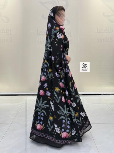 عبايه نسايم كلوش بقماش شيفون مشجر