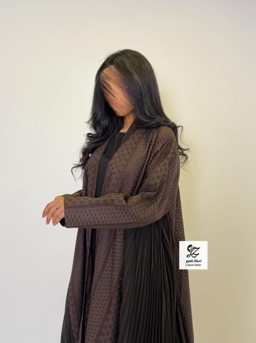 عبايه ركاما كلوش بتدخيل كسرات ثري دي بني