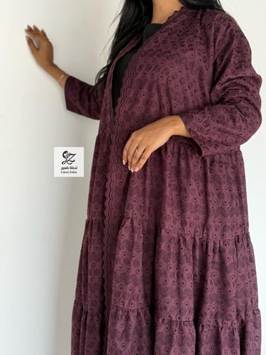 عبايه ركاما طبقات نص كلوش مبطن ربيانه عنابي