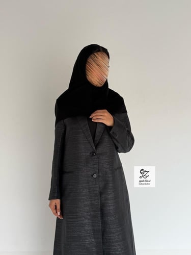 بليزر غيداء بقماش لنن مبطن اسود