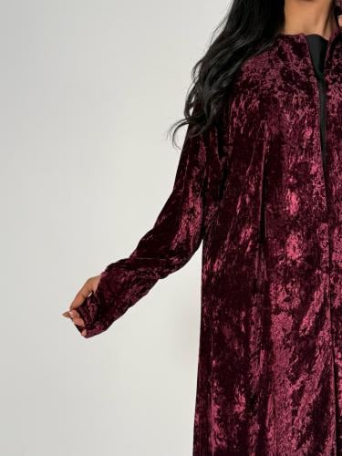 عبايه شوق نص كلوش بقماش مخمل ثلجي ناعم بفتحه اصبع...