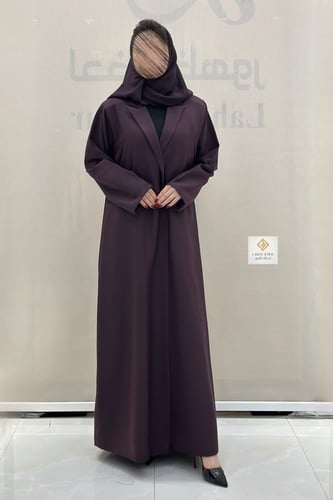 عبايه بليزرمبطنه بقماش كريب لون موف