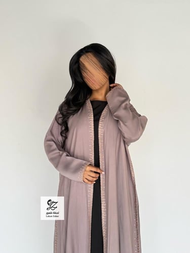 عبايه حور نص كلوش بقماش حرير ياباني بتدخيل تطريز ن...