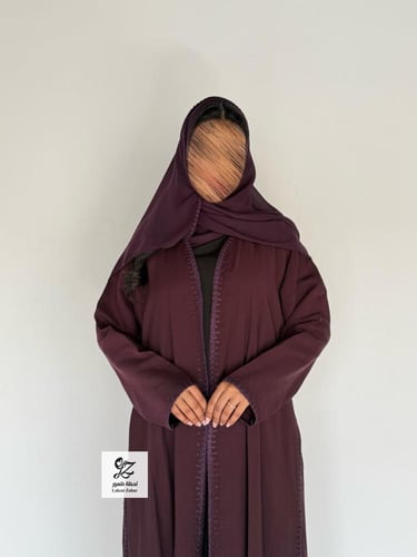 عبايه حور نص كلوش بقماش حرير ياباني بتدخيل تطريز ن...