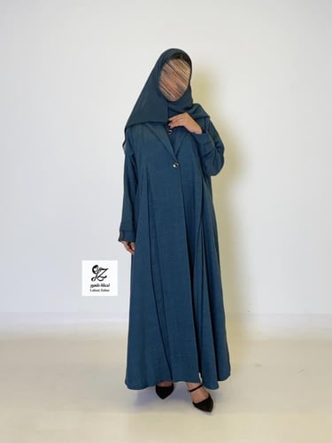 عبايه سفر قطعتين فستان وعبايه بقماش لنن بحريني