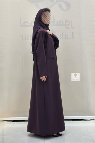 عبايه بليزرمبطنه بقماش كريب لون موف