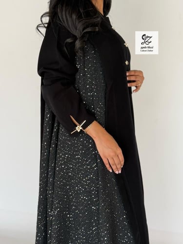 عبايه حصه بقماش كريب اندنوسي بتدخيل شامواه