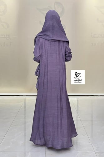 عبايه شهدكلوش بقماش لنن لون موف فاتح