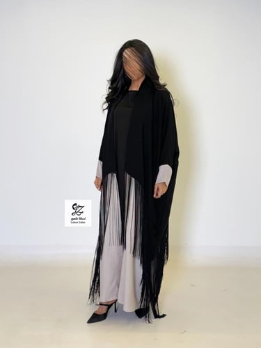 عبايه اسيل نص بشت بقماش انترنت