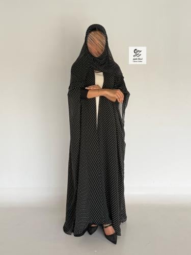 عبايه طله بقماش شيفون منقط كامل مع الطرحه