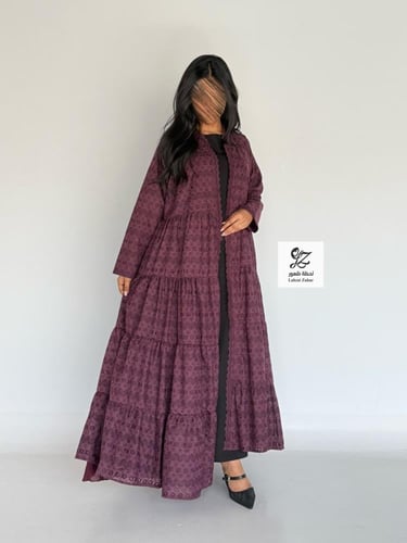 عبايه ركاما طبقات نص كلوش مبطن ربيانه عنابي