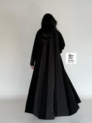 عبايه ديم كلوش بتدخيل شرائح اورجنز لمعه بقماش اندو...