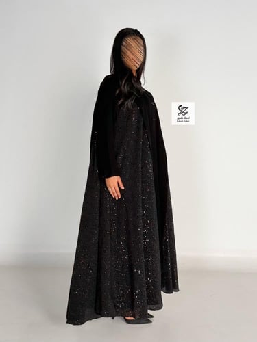 عبايه حصه بقماش كريب اندنوسي بتدخيل شامواه