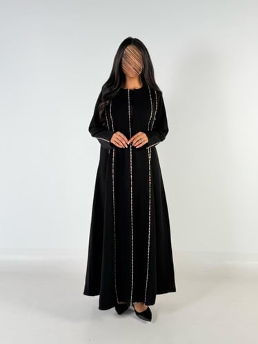 عبايه عروب قماش كريب اندنوسي اصلي بتطريز يدوي ناعم