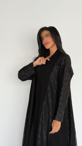 عبايه غصون بقماش اندنوسي بتدخيلات دانتيل
