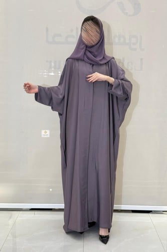 عبايه نص بشت فراشه بقماش حرير صيفي لون موف فاتح