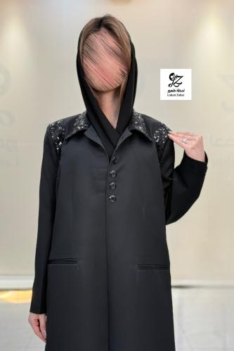 عبايه بليزر مبطنه بقماش كريب الابداع بتدخيل ترتر