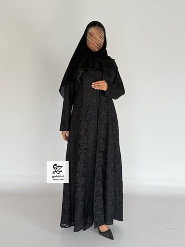 عبايه جوبير بقماش دانتيل جوبير اسود كلوش