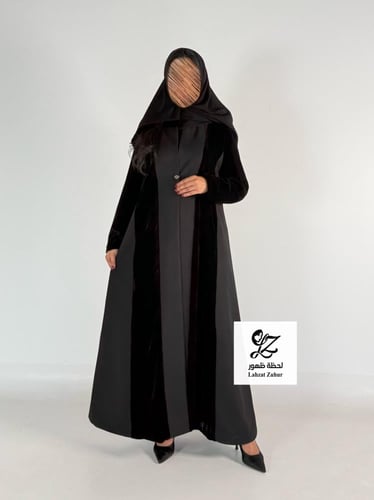عبايه بليزر بقماش مخمل كوري مع جوخ خفيف