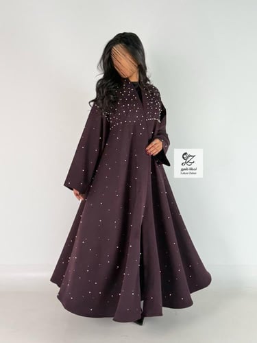 عبايه مبهره دبل كلوش بقماش باربي بتدخيل لولو فخم