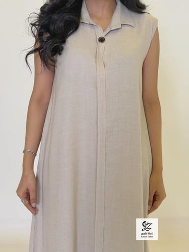 عبايه سفر قطعتين فستان وعبايه بقماش لنن بحريني