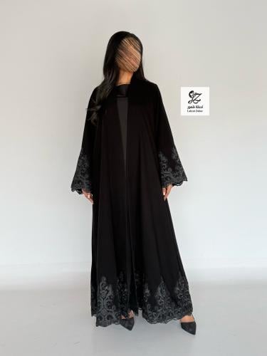 عبايه غروب كلوش بقماش سيراميك بتدخيل جوبير