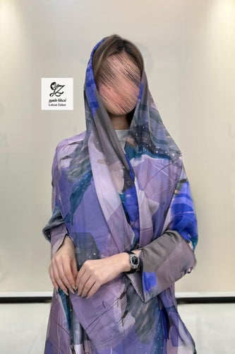 عبايه موج بقصه كلوش مشجره كامل مع الطرحه