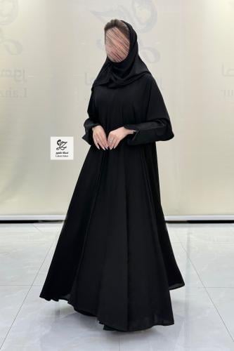 عبايه دبل كلوش بقماش اندنوسي بتدخيل تطريز